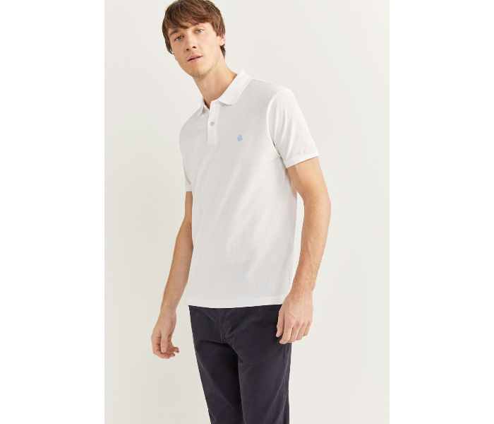 Springfield SS20 Basic Solid Slim Fit Polo T-Shirt Small For Men - White - Zoom Image 3