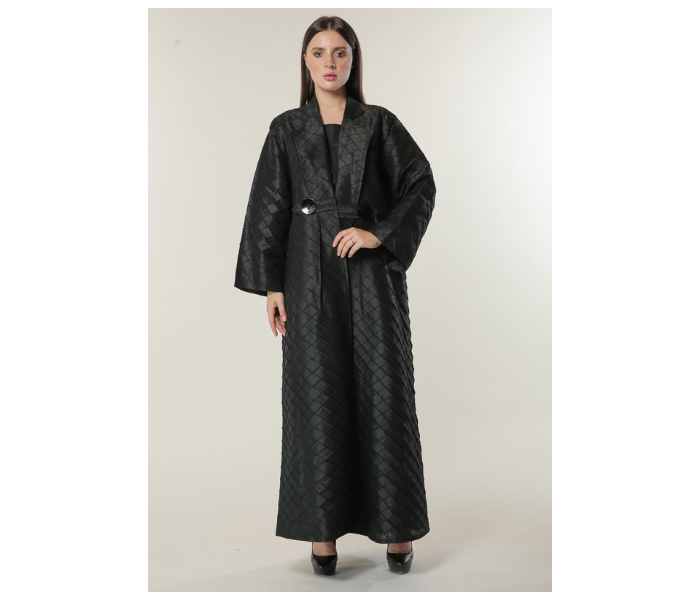 Moistreet Medium Black Jaquard Coat Style Abaya - Zoom Image 1