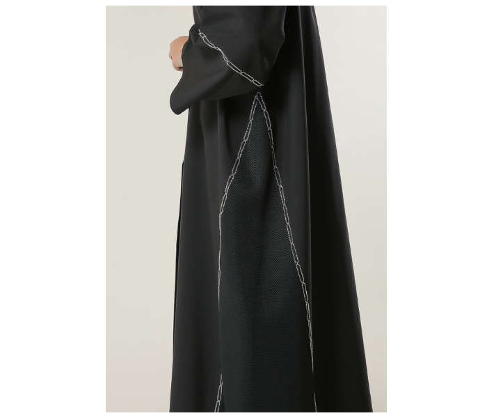 Moistreet Large Black Abaya with Handwork - Zoom Image 4