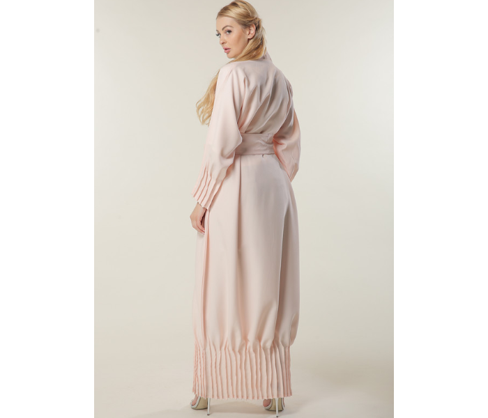 Moistreet Medium Peach Abaya with Pleated Hem and Sleeves - Zoom Image 3