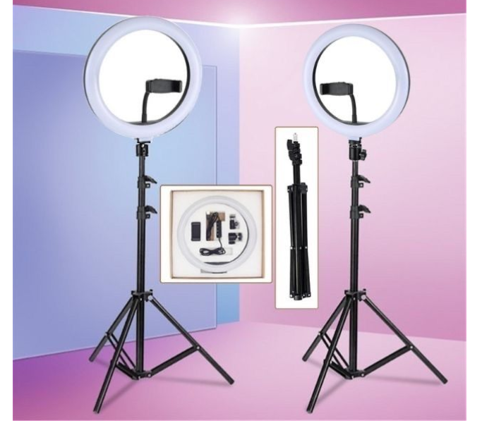 TikTok 12.9 MJ-33 Inch Selangor Seller Selfie Led Ring Light With Tripod Extend 250cm Long Stand For Photoshoot - Zoom Image 1