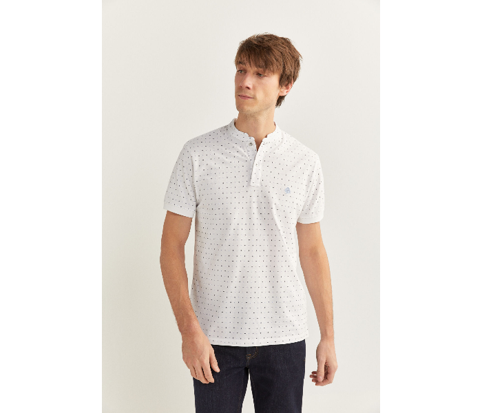 Springfield SS20 Basic Dotted Slim Fit Polo T-Shirt Medium For Mens - White - Zoom Image 2