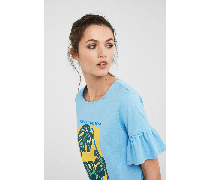 Springfield SS19 Short Sleeve Printed T-Shirt X-Large For Women - Blue - Zoom Image 3