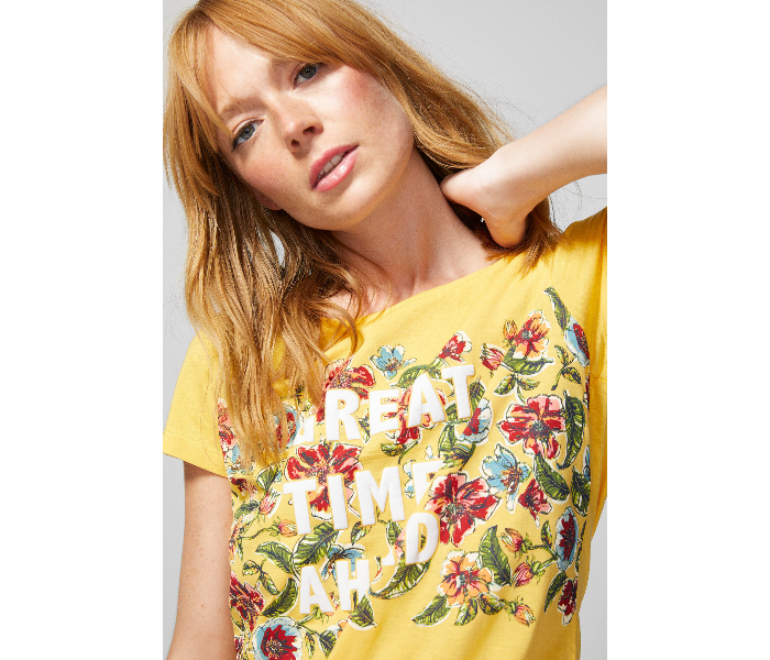 Springfield AW18 Short Sleeve Printed T-Shirt X-Small For Women - Yellow - Zoom Image 2