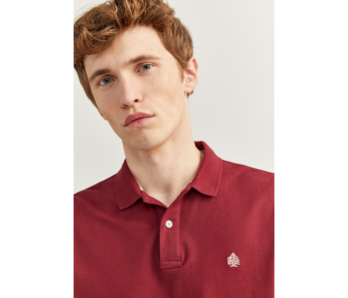 Springfield SS20 Basic Solid Slim Fit Polo T-Shirt Small For Men - Maroon - Zoom Image 2