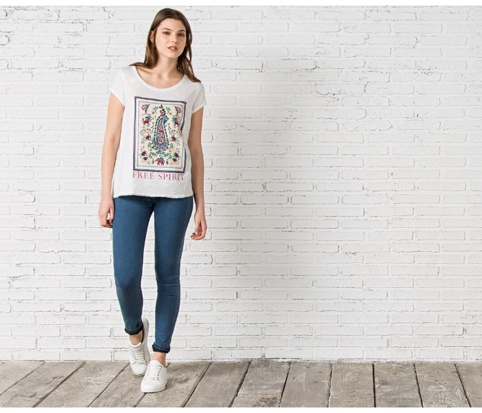 Springfield SS20 Short Sleeve T-Shirt With Free Spirit Design Medium For Women - White - Zoom Image 4