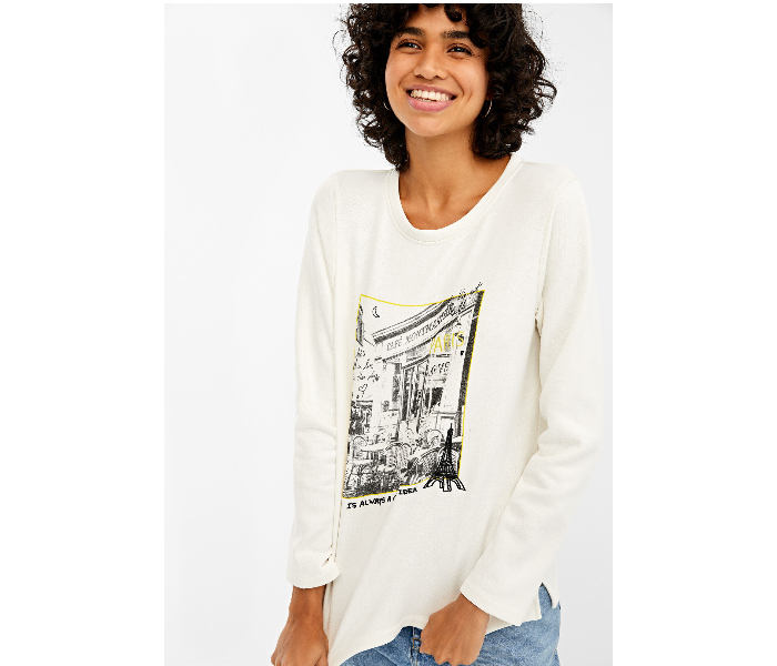 Springfield AW19 Sweat Shirt Medium For Women - White - Zoom Image 1