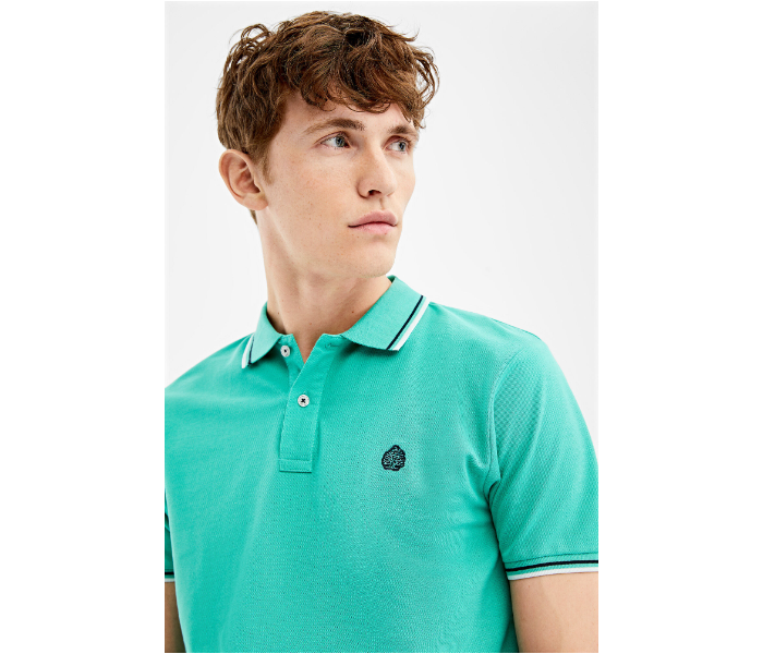 Springfield AW19 Basic Solid Slim Fit Polo T-Shirt Small For Men - Light Green - Zoom Image 4