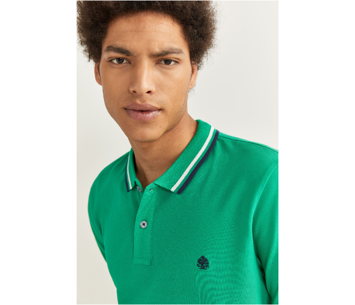 Springfield SS20 Basic Slim Fit Polo T-Shirt With Tipping XX-Large For Men - Green - Zoom Image 1