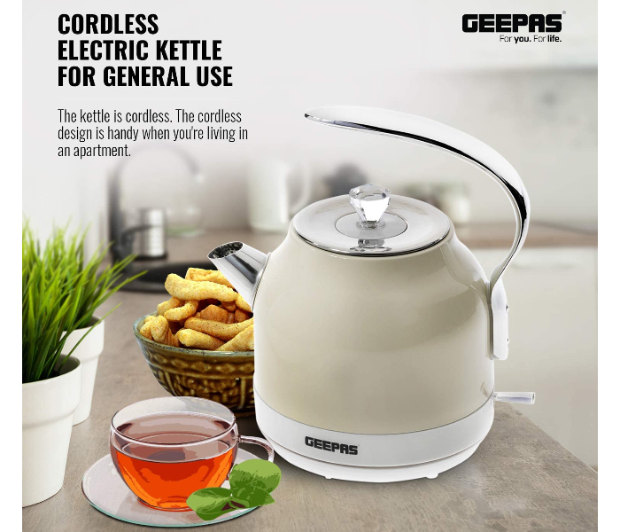 Geepas GK38017UK 1.5L Cordless Electric Kettle - Cream - Zoom Image 2