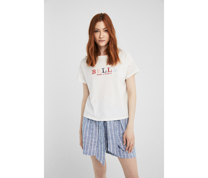 Springfield SS19 Short Sleeve Fancy T-Shirt Small For Women - Off White - Zoom Image 4