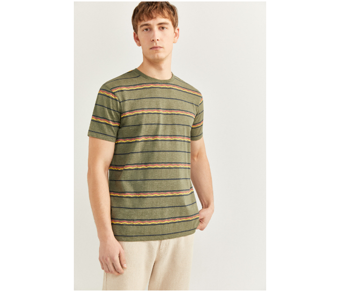 Springfield SS20 Short Sleeve Knitted T-shirt Medium For Men - Green and Yellow - Zoom Image 1