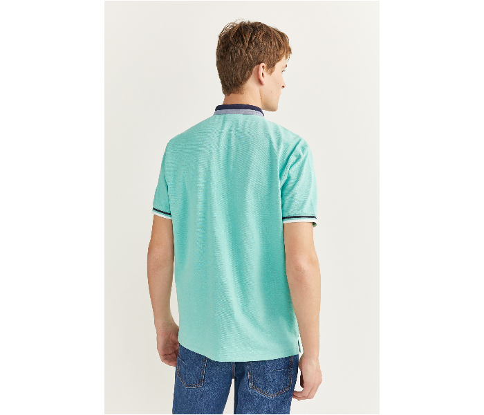 Springfield SS20 Basic Solid Slim Fit Polo T-Shirt Large For Men – Light Cyan - Zoom Image 3