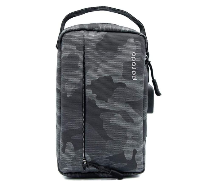 Porodo 8.2 inch IPX3 Water-Resistant Fabric with USB Connector Storage Bag - Black Camo - Zoom Image 1