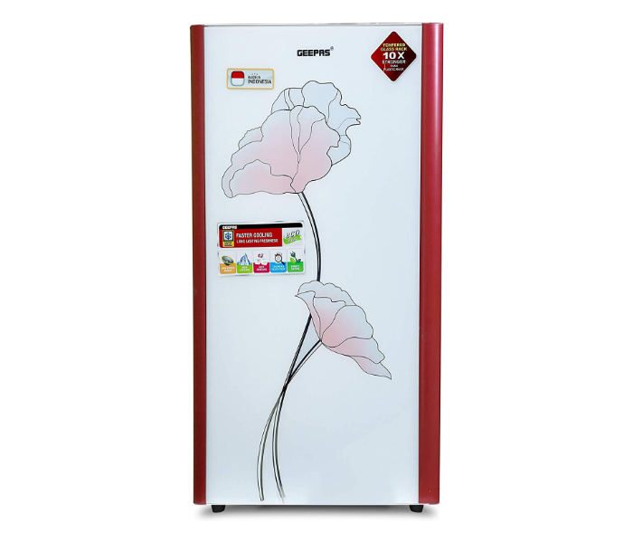 Geepas GRF1807PTE 180 Litres Defrost Single Door Refrigerator - White and Red - Zoom Image 2