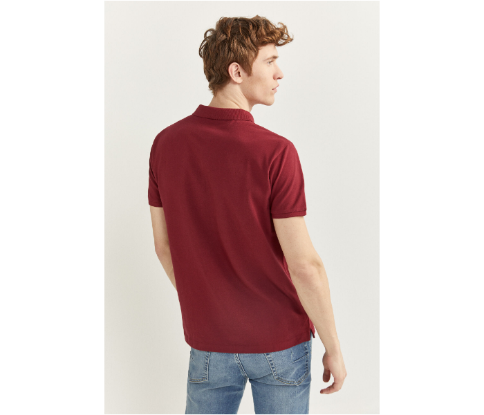 Springfield SS20 Basic Solid Slim Fit Polo T-Shirt Small For Men - Maroon - Zoom Image 4