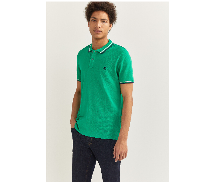 Springfield SS20 Basic Slim Fit Polo T-Shirt With Tipping X-Small For Men - Green - Zoom Image 2