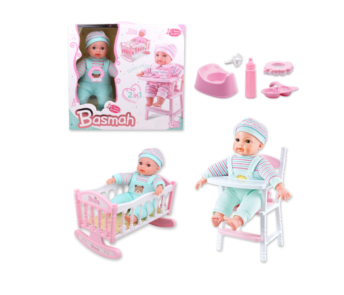 Basmah 14 Inch Boy Doll Set 2 in1 With Sound - Light Blue - Zoom Image 3