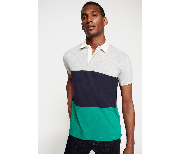 Springfield AW18 Polo Fancy T-Shirt Medium For Men - Dark Blue and Green - Zoom Image 3