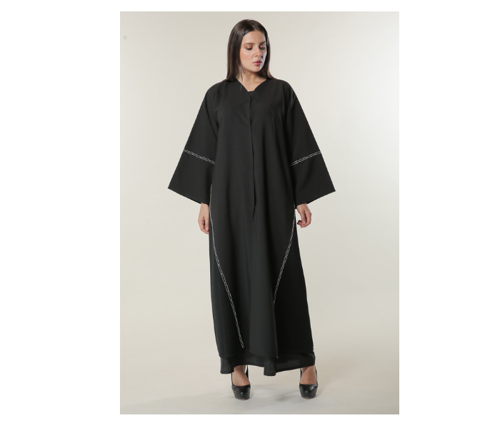 Moistreet Large Black Abaya with Handwork - Zoom Image 1