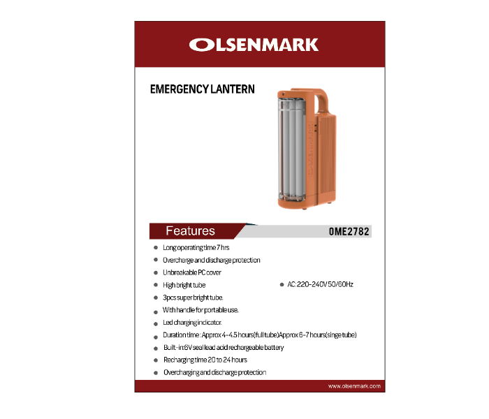 Olsenmark OME2782 Emergency Lantern - Orange - Zoom Image 2