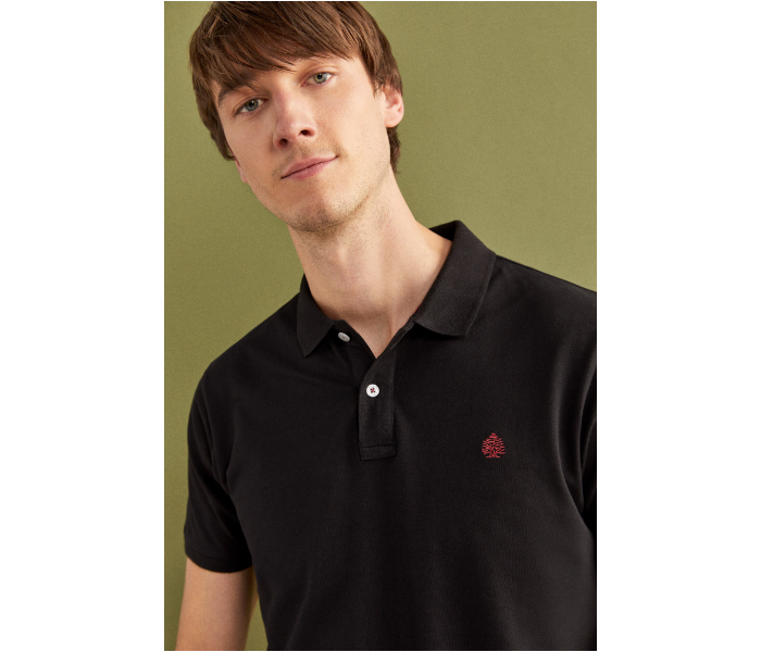 Springfield SS20 Basic Solid Slim Fit Polo T-Shirt X-Small For Men - Black - Zoom Image 2