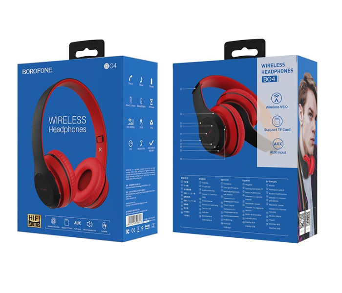 Borofone B04 Wireless Headphone Charming Rhyme - Red - Zoom Image 2