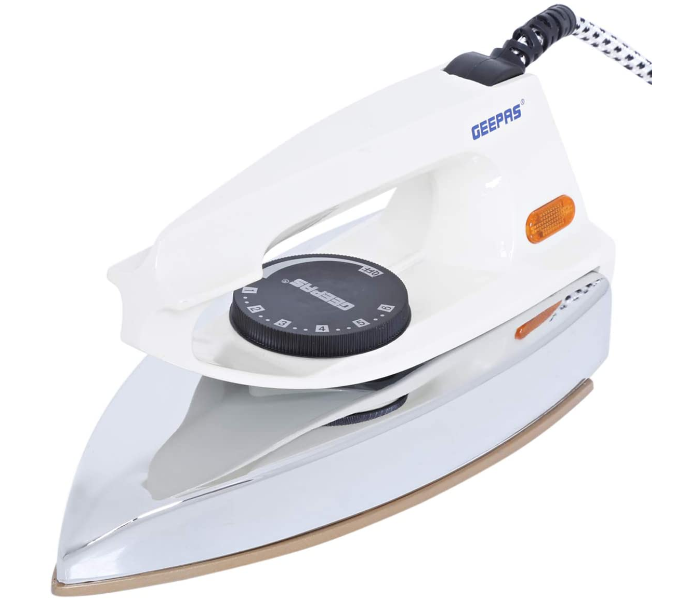 Geepas GDI7729 Dry Iron With Nonstick Golden Teflon Plate - White - Zoom Image 1