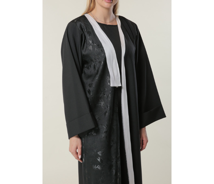 Moistreet Extra Large Black Abaya with Jaquard Panel - Zoom Image 3