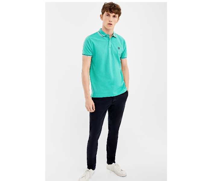 Springfield AW19 Basic Solid Slim Fit Polo T-Shirt Small For Men - Light Green - Zoom Image 1