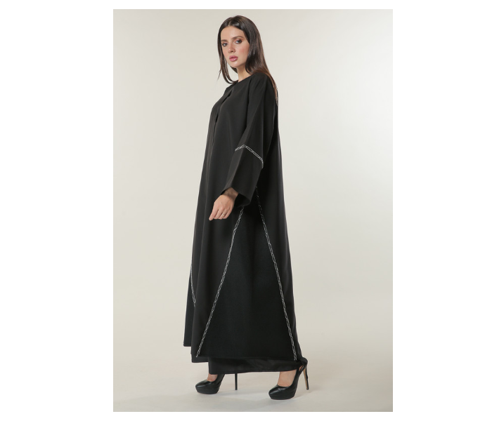 Moistreet Extra Large Black Abaya with Handwork - Zoom Image 2