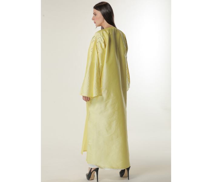 Moistreet Large Yellow Abaya with Embellished Sleeves - Zoom Image 3