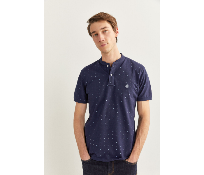 Springfield SS20 Basic Dotted Slim Fit Polo T-Shirt X-Small For Men – Dark Blue - Zoom Image 4