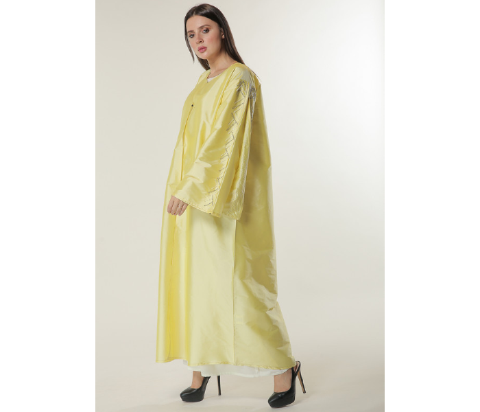 Moistreet Duble XL Yellow Abaya with Embellished Sleeves - Zoom Image 2