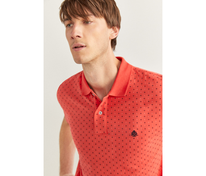 Springfield SS20 Basic Dotted Slim Fit Polo T-Shirt X-Small For Men - Orange - Zoom Image 2