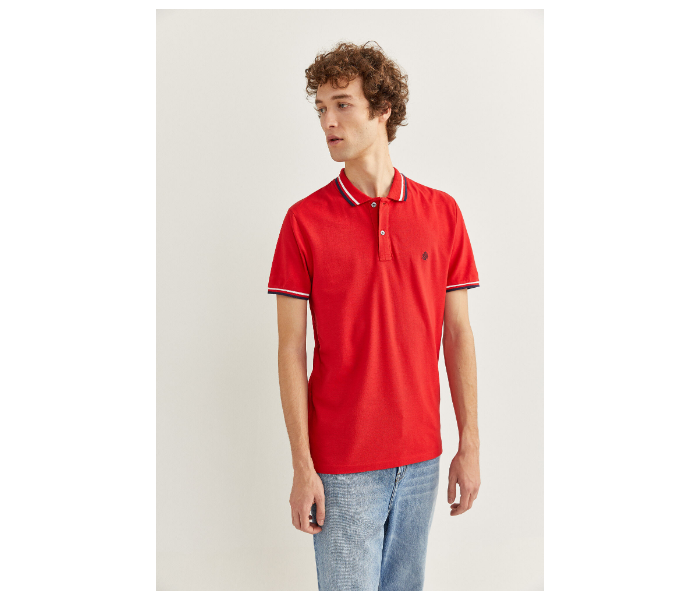 Springfield SS20 Basic Slim Fit Polo T-Shirt With Tipping XX-Large For Men - Red - Zoom Image 2