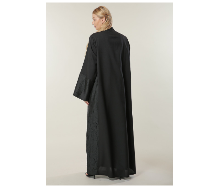 Moistreet Double XL Black Abaya with Jaquard Panelll - Zoom Image 2