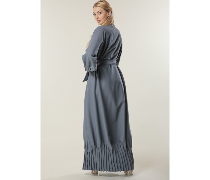 Moistreet Extra Small Grey Abaya with Pleated Hem and Sleeves - Zoom Image 3