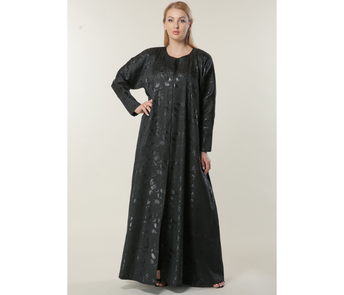 Moistreet Small Black Jaquard Abaya - Zoom Image 1