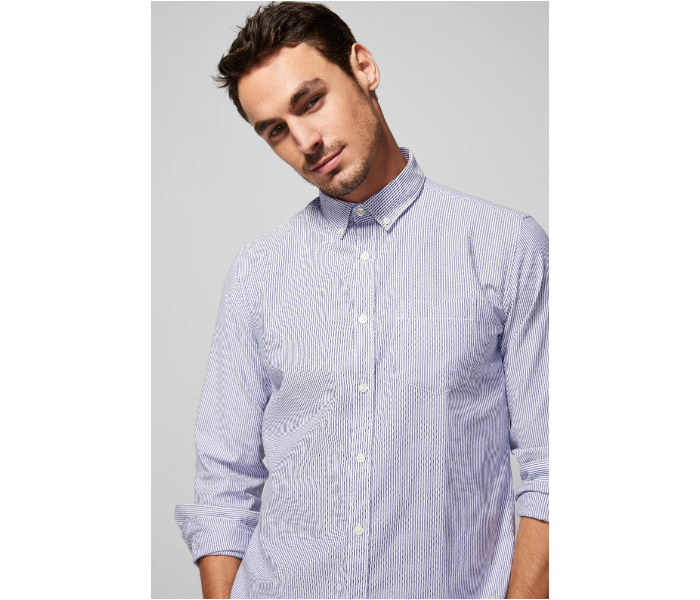 Springfield AW18 Long Sleeve Casual Shirt XXX-Large With Stripes For Men - Blue - Zoom Image 1