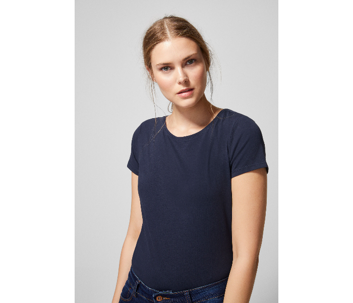 Springfield AW18 Plain Short Sleeve T-Shirt X-Small For Women - Dark Blue - Zoom Image 1