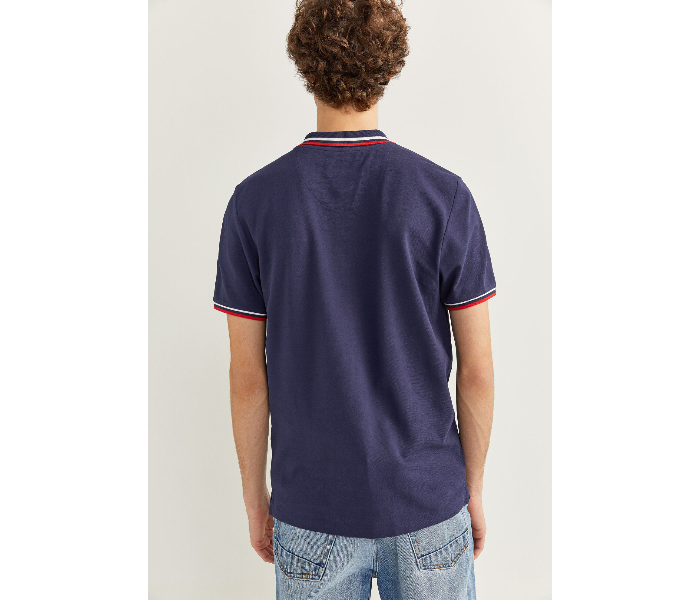 Springfield SS20 Basic Slim Fit Polo T-Shirt With Tipping XXX-Large For Men - Navy - Zoom Image 4