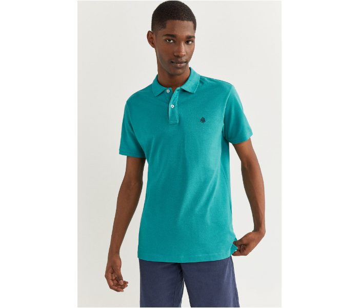 Springfield SS20 Basic Solid Slim Fit Polo T-Shirt X-Large For Men – Dark Cyan - Zoom Image 2