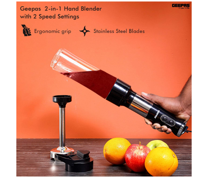 Geepas GHB43036 500w 2-in-1 Hand Blender - Black and Silver - Zoom Image 5