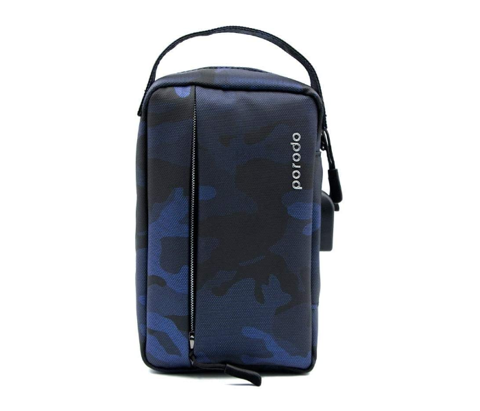 Porodo 8.2 inch IPX3 Water-Resistant Fabric with USB Connector Storage Bag - Blue Camo - Zoom Image