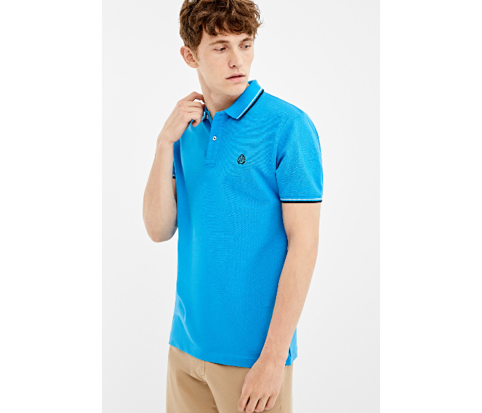 Springfield AW19 Basic Solid Slim Fit Polo T-Shirt X-Small For Men - Teal - Zoom Image 1