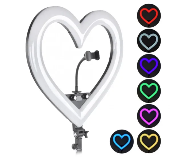 TikTok 18inch 45cm Heart RGB Led Ring Filling Light With 2.1m Tripod - Zoom Image 1