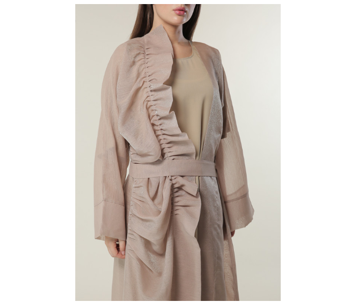 Moistreet Double XL Organza Abaya Set with Beige Under Abaya - Zoom Image 4