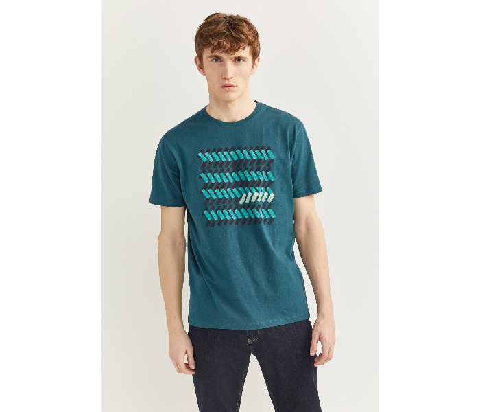 Springfield SS20 Short Sleeve Knitted T-shirt Medium For Men - Dark Green - Zoom Image 2