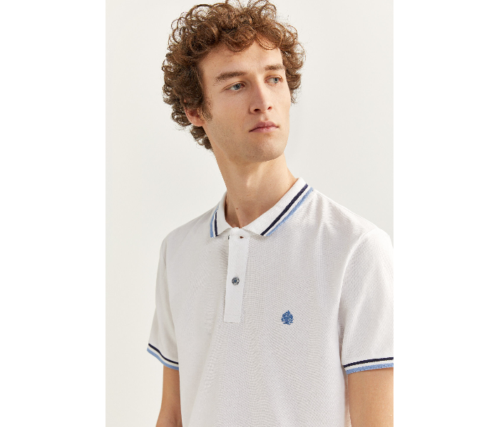 Springfield SS20 Basic Slim Fit Polo T-Shirt With Tipping XX-Large For Men - White - Zoom Image 2